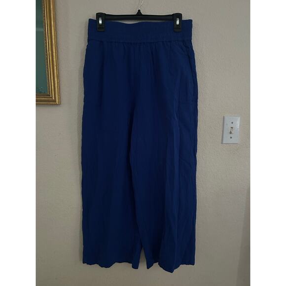 Boden Women’s Size 8 Cheesecloth Wide Leg Cropped Pants Double Cloth Blue - Picture 3 of 7